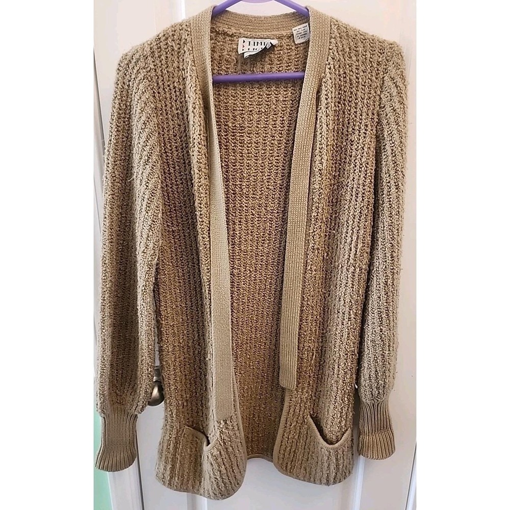 Vintage Lime Light Brand Sweater Tan Beige  Long Size Small Pockets